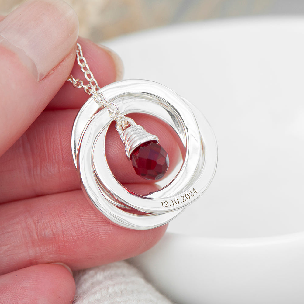 Personalised Russian Ring Garnet Crystal Necklace