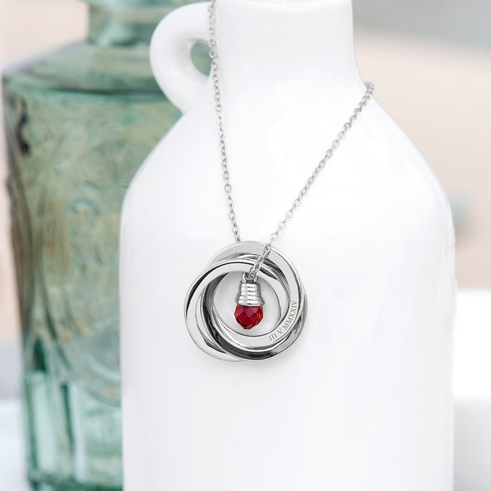 Personalised Russian Ring Garnet Crystal Necklace