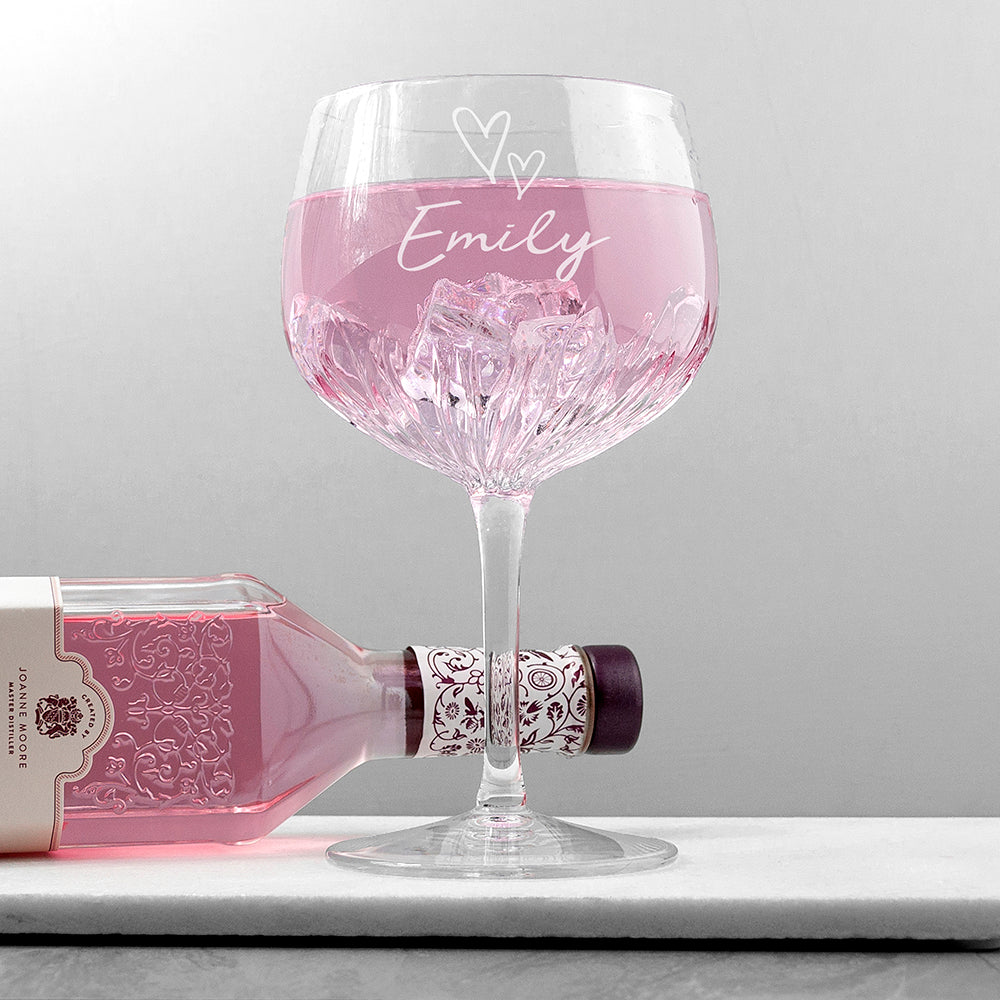 Personalised Crystal Love Hearts Gin Goblet Glass