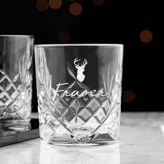 Personalised Stag Whisky Tumbler Glass