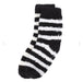 Fluffy Black & White Striped Socks in Coffin Gift Box