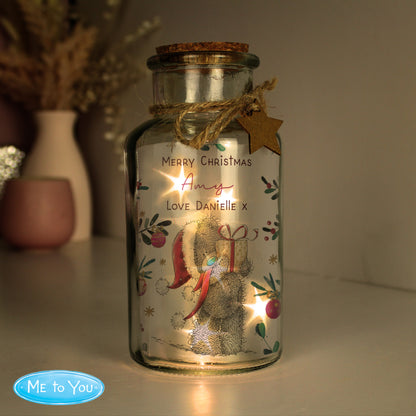 Personalised Me to You Cosy Winter Christmas Led Light Jar