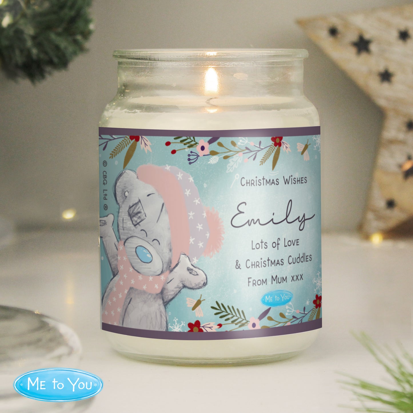 Personalised Me to You Cosy Winter Large Christmas Candle Jar