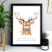 Personalised Watercolour Stag A4 Framed Print Wall Art