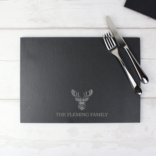 Personalised Stag Design Slate Placemat