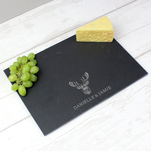 Personalised Stag Design Slate Cheese Board