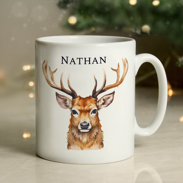 Personalised Watercolour Stag Design Mug