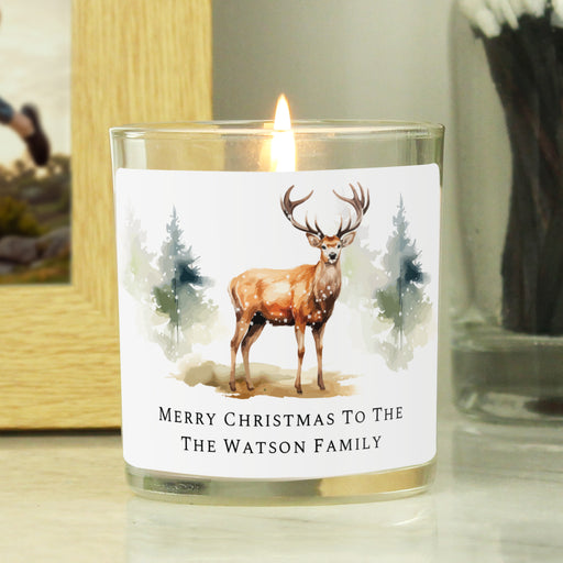 Personalised Watercolour Stag Design Candle Jar