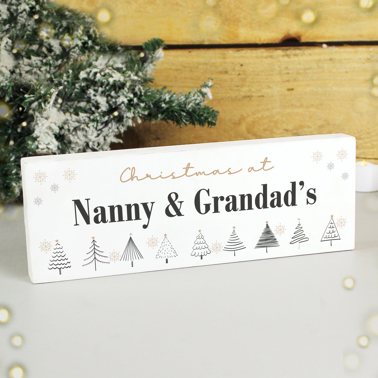 Personalised Christmas Tree Wooden Mantel Decoration