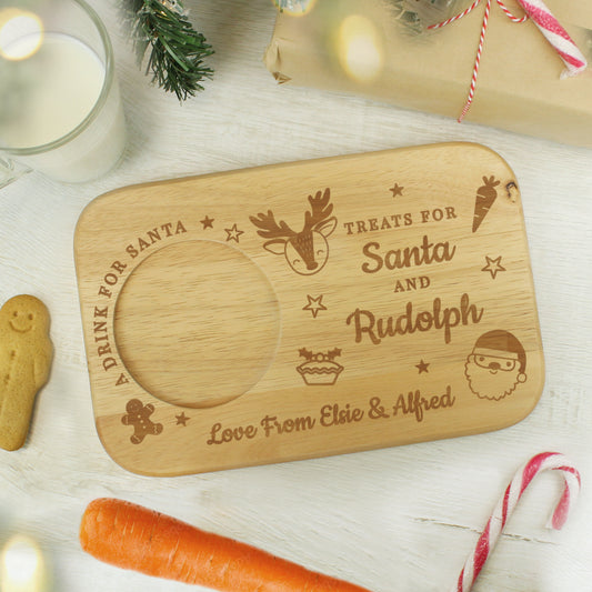 Personalised Treats for Santa Christmas Eve Coaster Tray