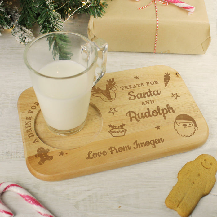 Personalised Treats for Santa Christmas Eve Coaster Tray