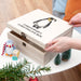 Personalised Geometric Penguin Wooden Christmas Eve Box