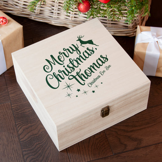 Personalised Rudolf Wooden Christmas Eve Box