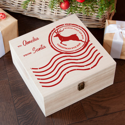 Personalised North Pole Special Delivery Wooden Christmas Eve Box