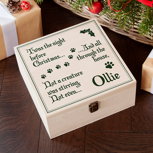 Personalised Pets T'was The Night Before Christmas Eve Wooden Box