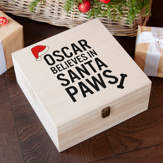 Personalised Pets Santa Paws Wooden Christmas Eve Box