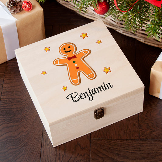 Personalised Gingerbread Wooden Christmas Eve Box