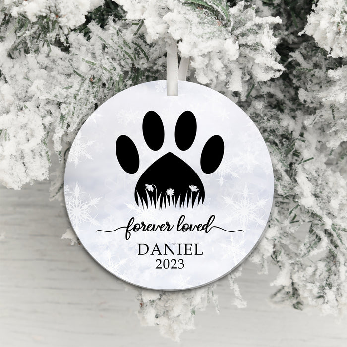 Personalised Paw Print Forever Loved Pet Memorial Christmas Decoration