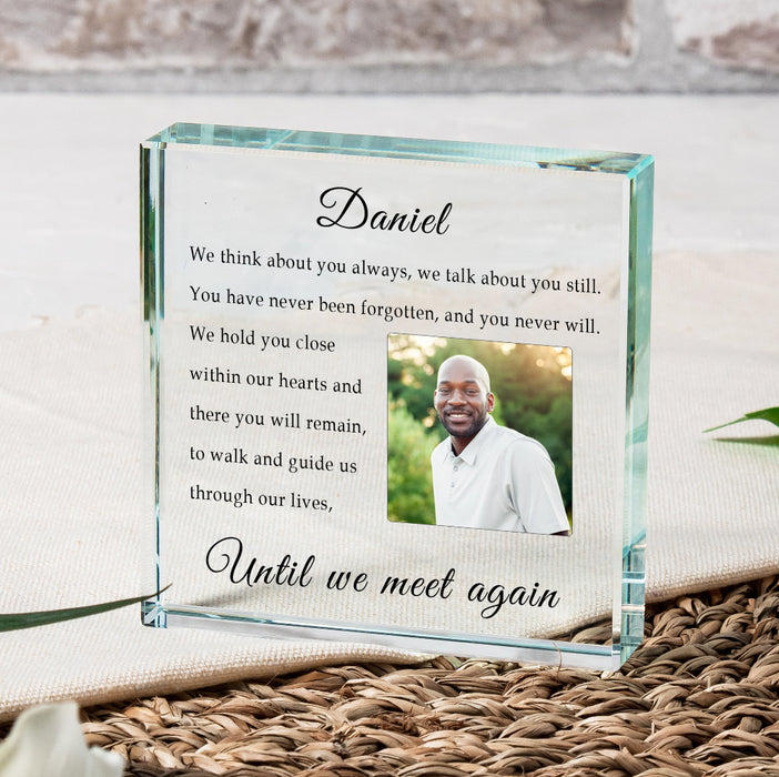 Personalised Until We Meet Again Memorial Photo Glass Block