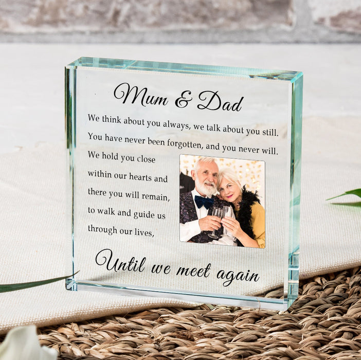 Personalised Until We Meet Again Memorial Photo Glass Block