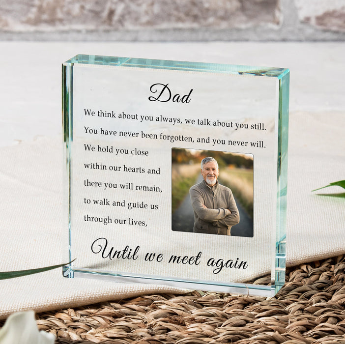 Personalised Until We Meet Again Memorial Photo Glass Block