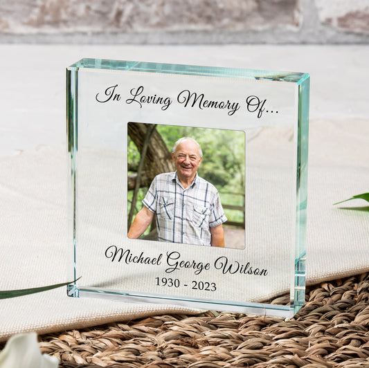 Personalised In Loving Memory Of.. Memorial Photo Glass Token