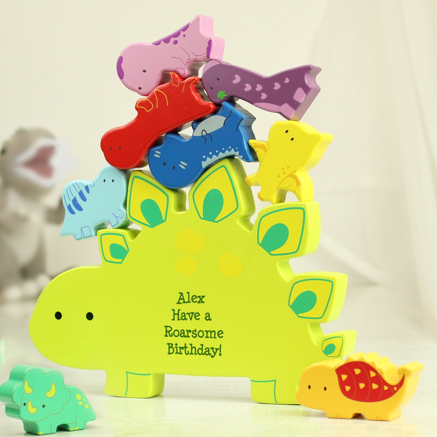 Personalised Wooden Dinosaur Stacker Toy