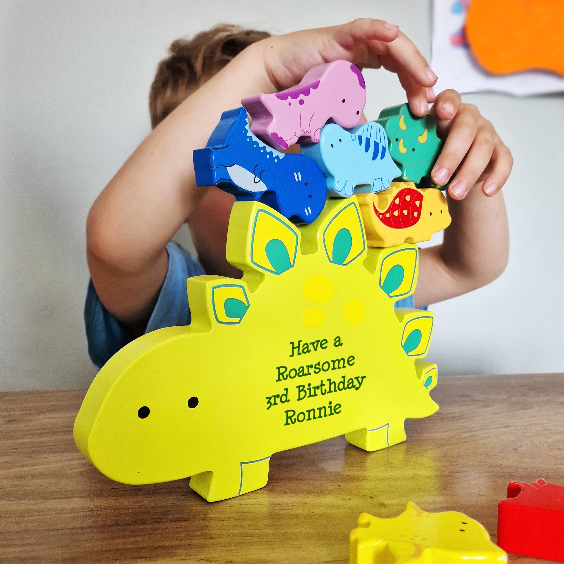 Personalised Wooden Dinosaur Stacker Toy