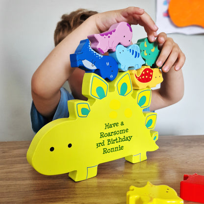 Personalised Wooden Dinosaur Stacker Toy