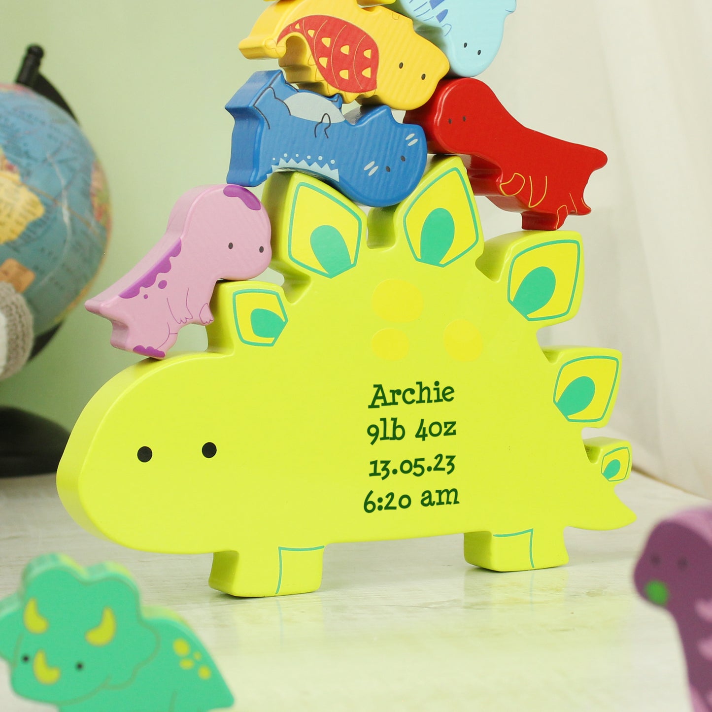 Personalised Wooden Dinosaur Stacker Toy