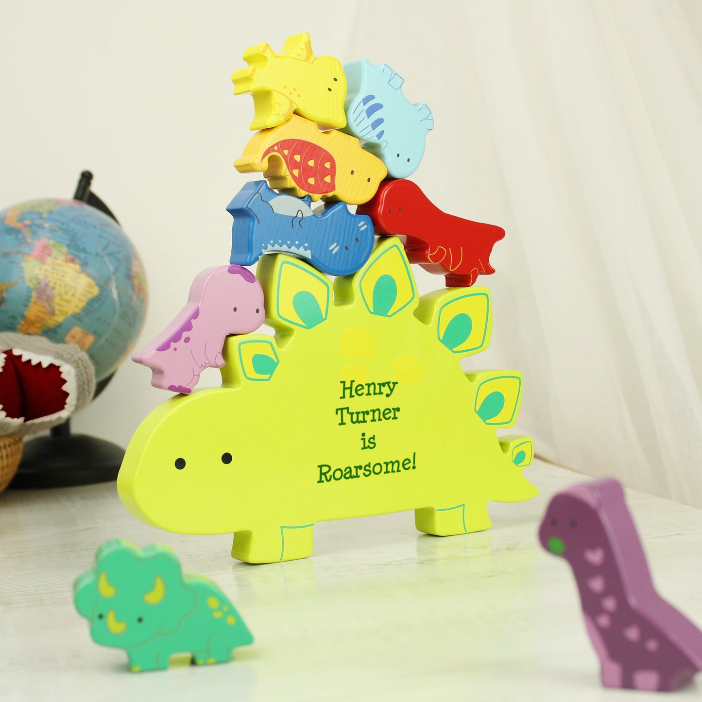 Personalised Wooden Dinosaur Stacker Toy