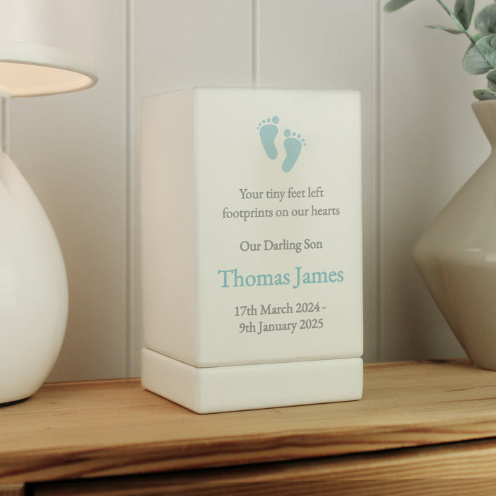 Personalised Baby Boy Small Wooden Urn For Ashes