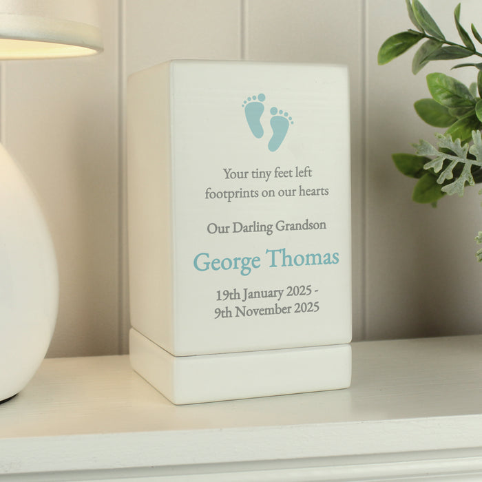 Personalised Baby Boy Small Wooden Urn For Ashes