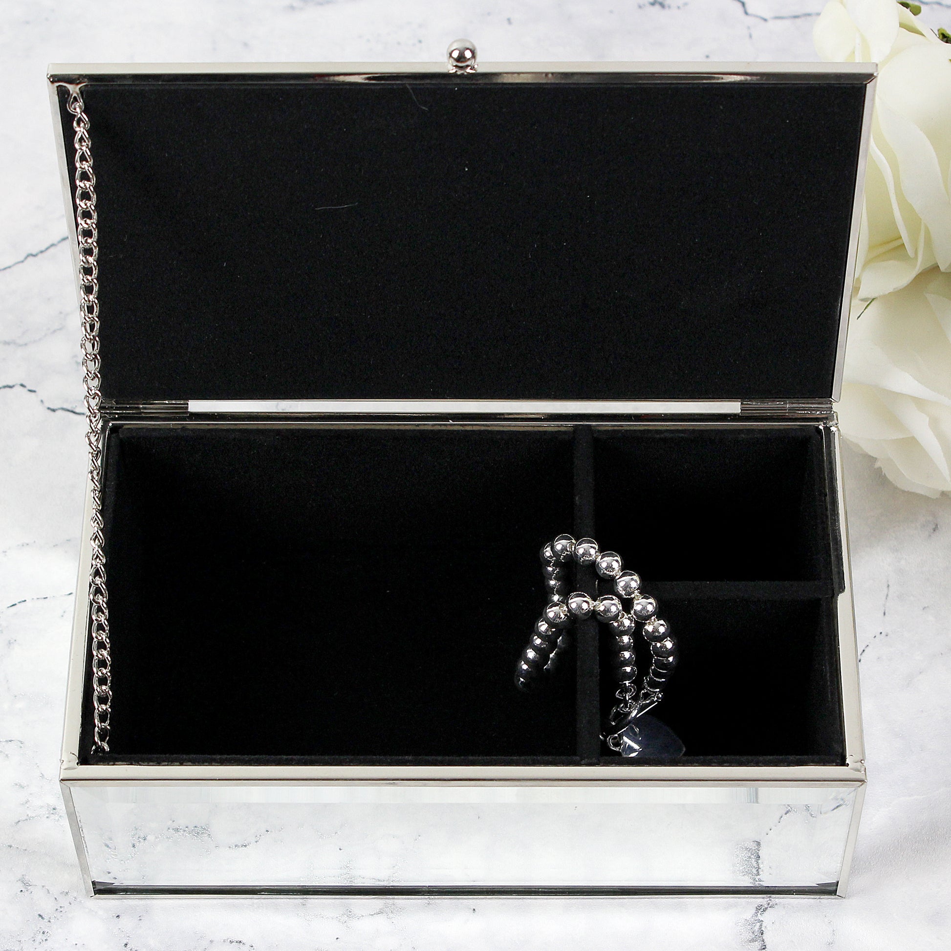 Personalised Floral Watercolour Mirrored Jewellery Box