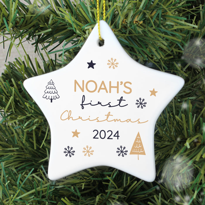 Personalised Baby’s First Christmas Star Christmas Tree Decoration