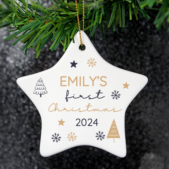 Personalised Baby’s First Christmas Star Christmas Tree Decoration
