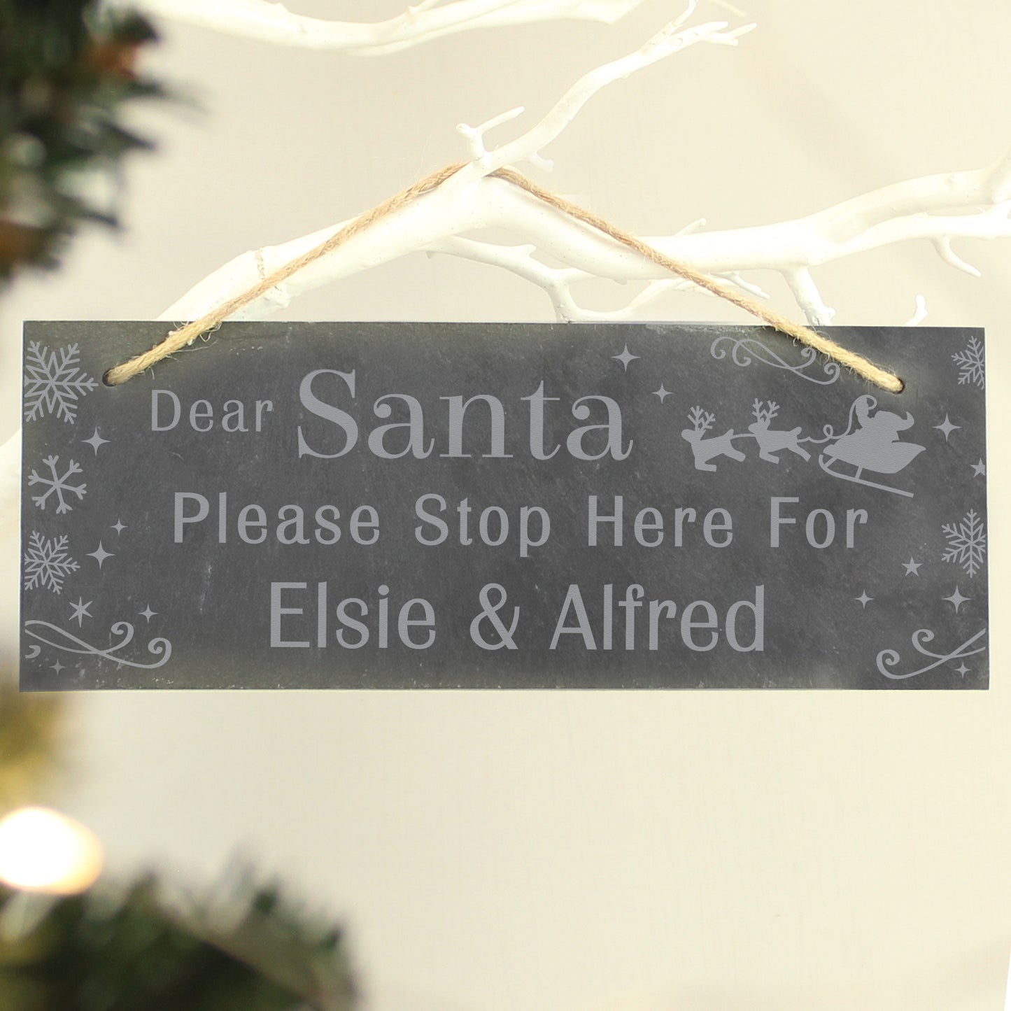 Personalised Santa Please Stop Here Slate Sign