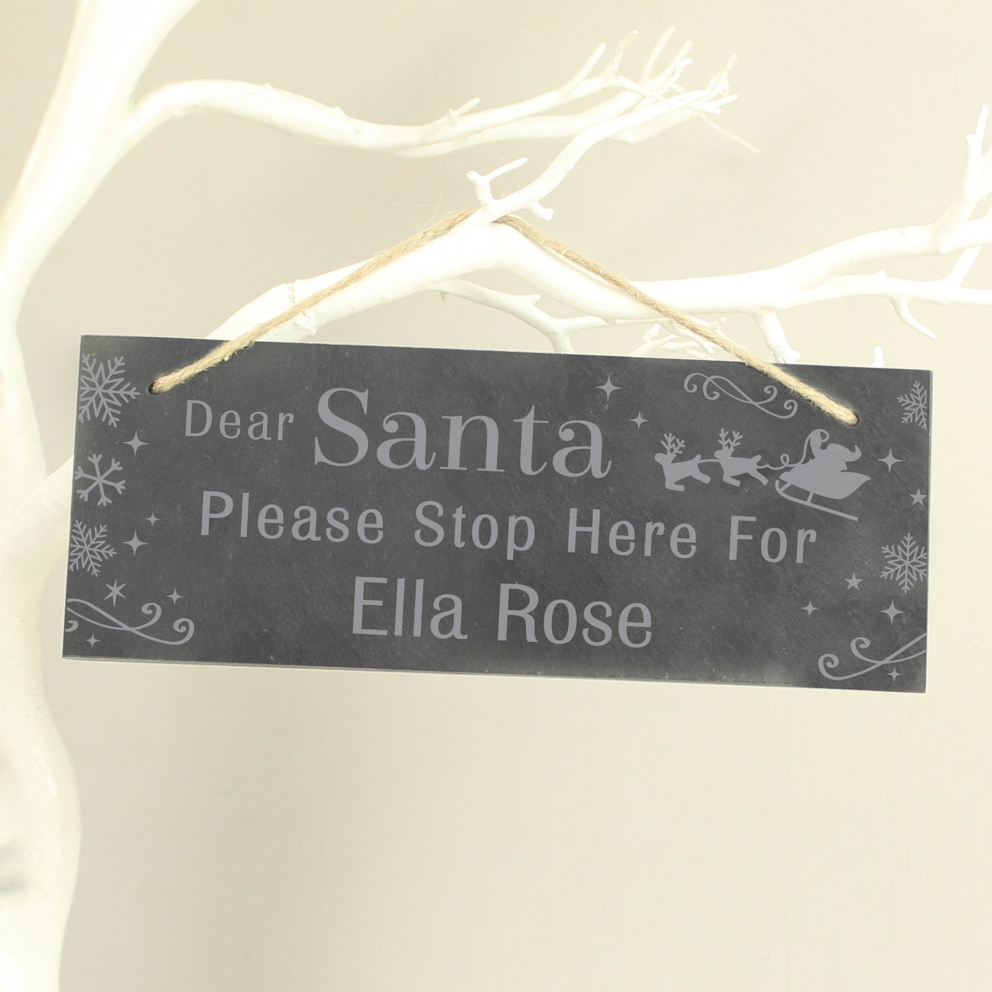 Personalised Santa Please Stop Here Slate Sign