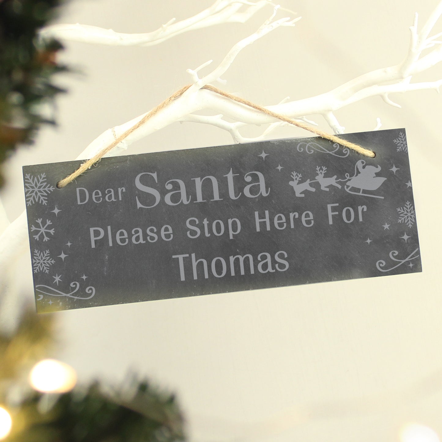 Personalised Santa Please Stop Here Slate Sign