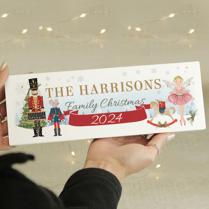 Personalised Nutcracker Christmas Wooden Block Mantel Sign