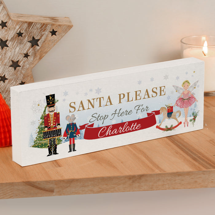 Personalised Nutcracker Christmas Wooden Block Mantel Sign