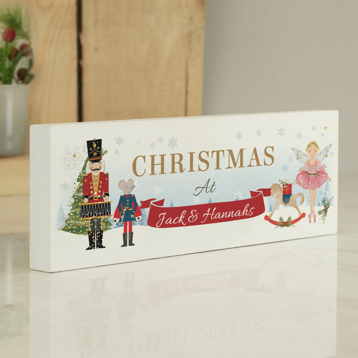 Personalised Nutcracker Christmas Wooden Block Mantel Sign