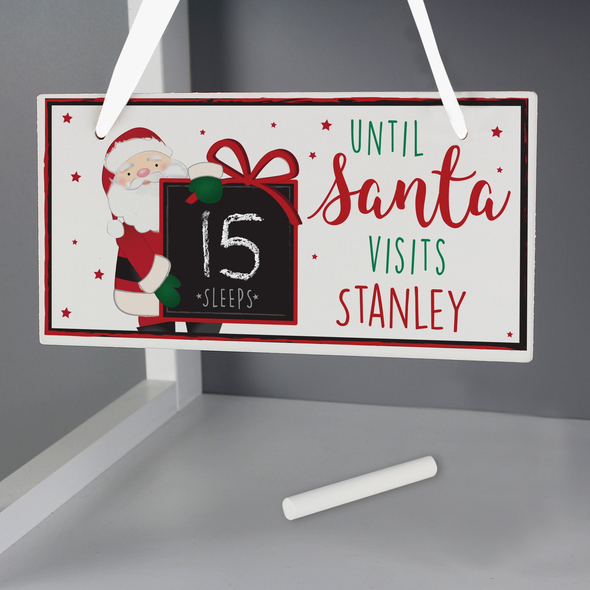 Personalised Santa Christmas Chalk Countdown Sign