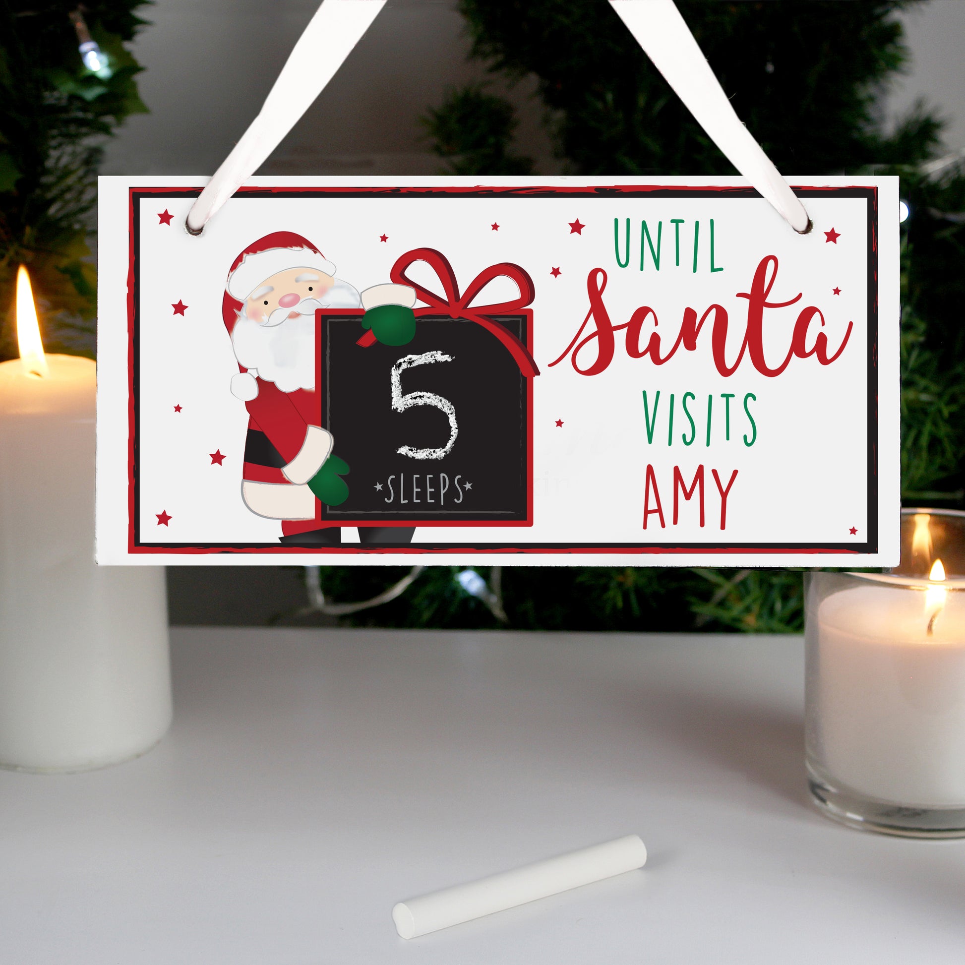 Personalised Santa Christmas Chalk Countdown Sign