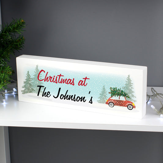 Personalised Driving Home For Christmas Wooden Mantel Sign