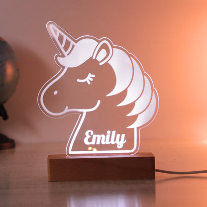 Personalised Unicorn Wooden Based LED Light