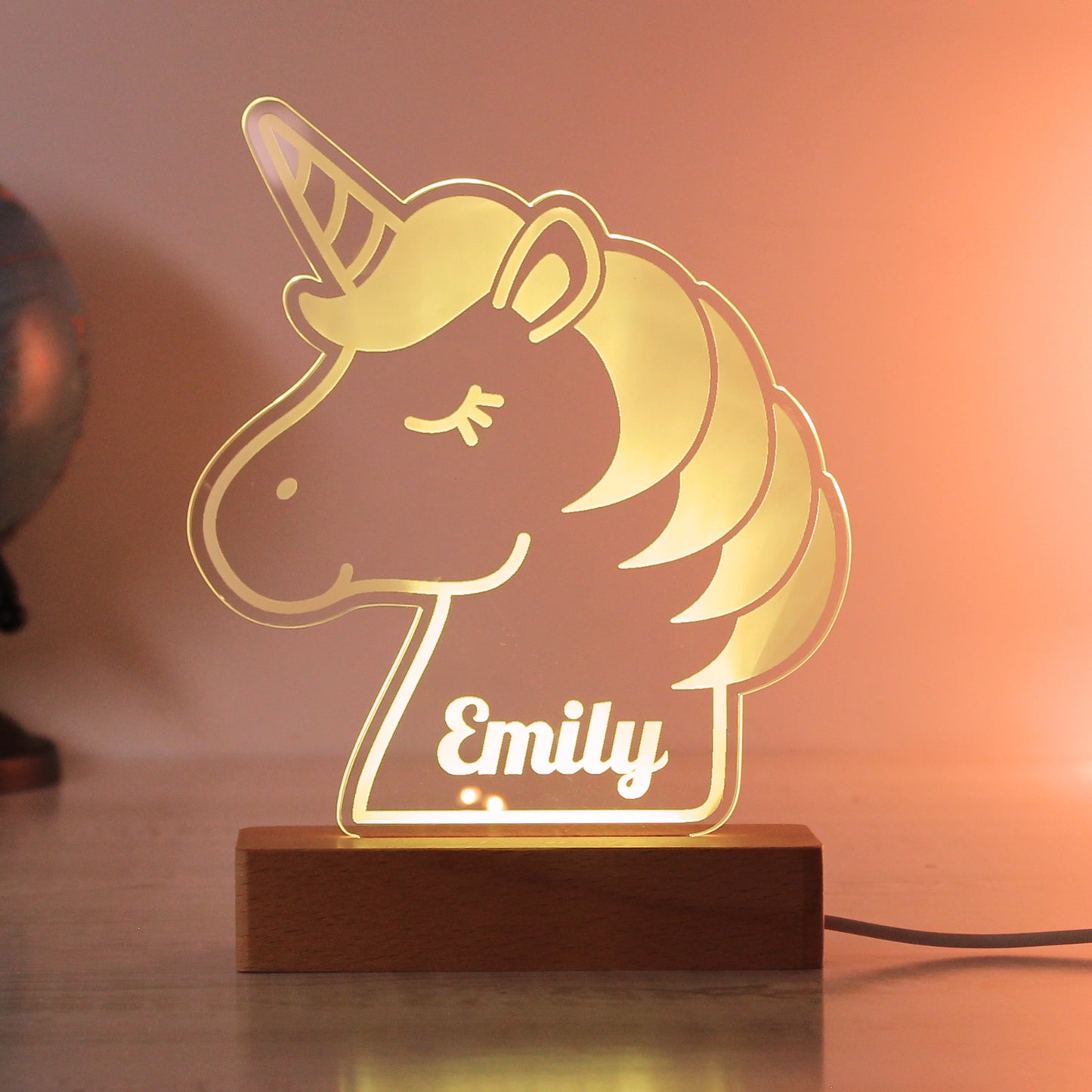 Personalised Unicorn Wooden Based LED Light