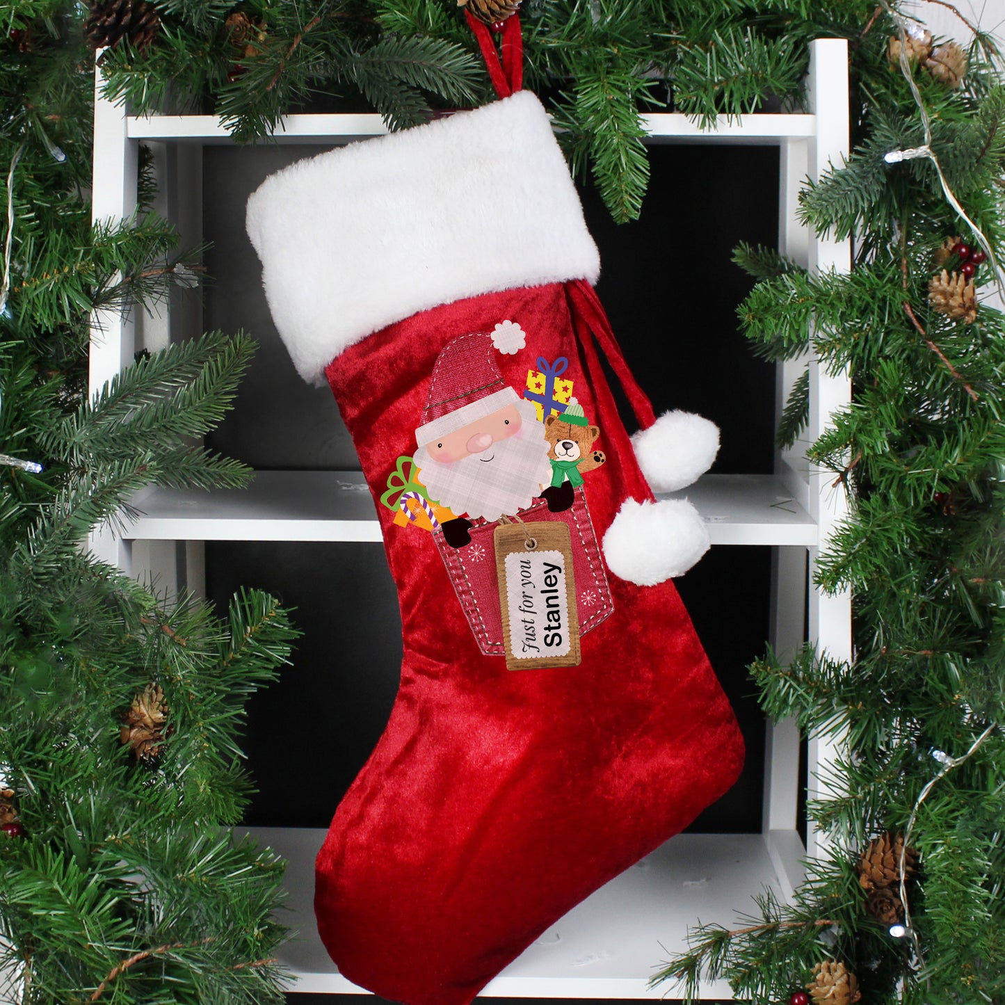 Personalised Santa Claus Red Velvet Christmas Stocking