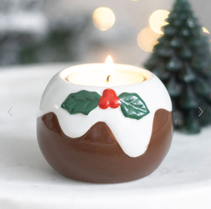 Christmas Pudding Tealight Shaped Candle Holder