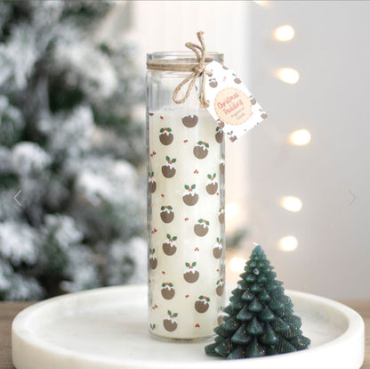 Christmas Pudding Design Advent Tube Candle